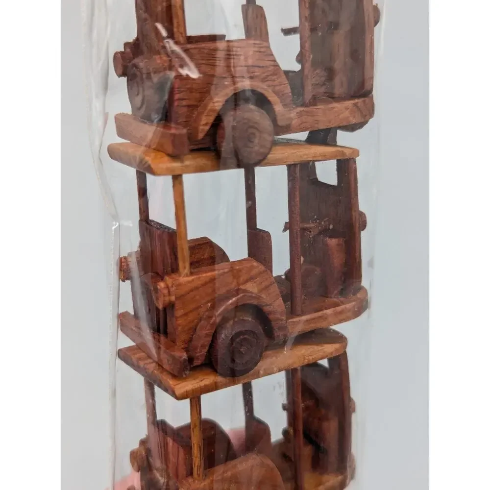 5 Brown Wooden Thai Tuk Tuk Taxi Model Car Miniature Dollhouse Hobby 2.5